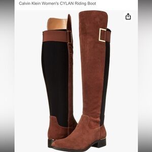 Tall suede riding boot